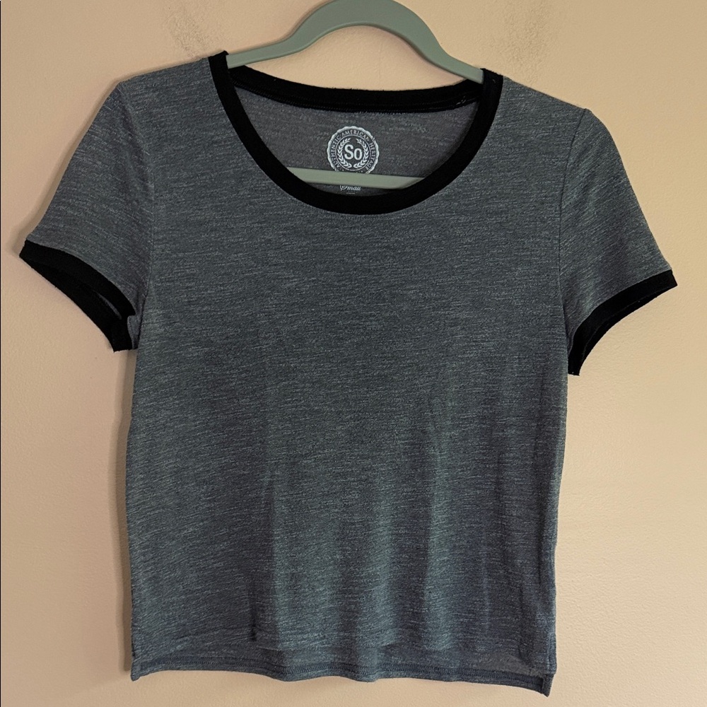 SO Short Sleeve Gray Tee with Black Trim